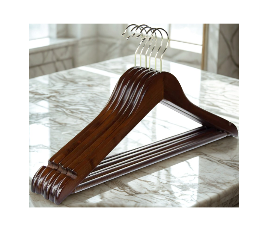WOODEN HANGER - BROWN VINTAGE HOOK (BOX OF 10)